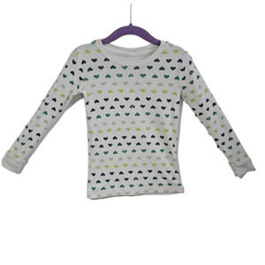 Primary Girls 4-5 Long Sleeve Tee Blue Green Shamrock Heart Print Top Ombre